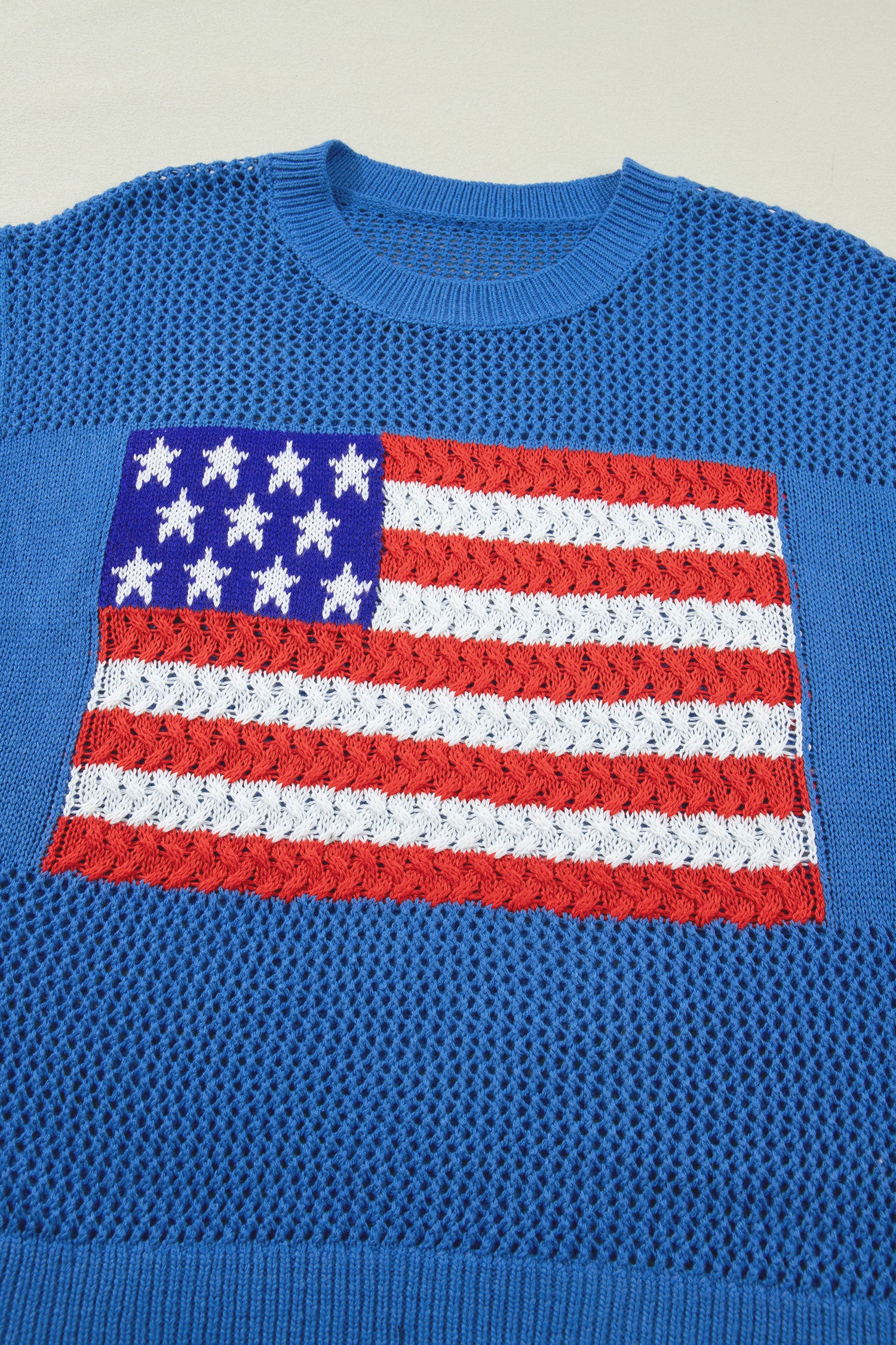 White Flag Graphic Short Sleeve Sweater Top