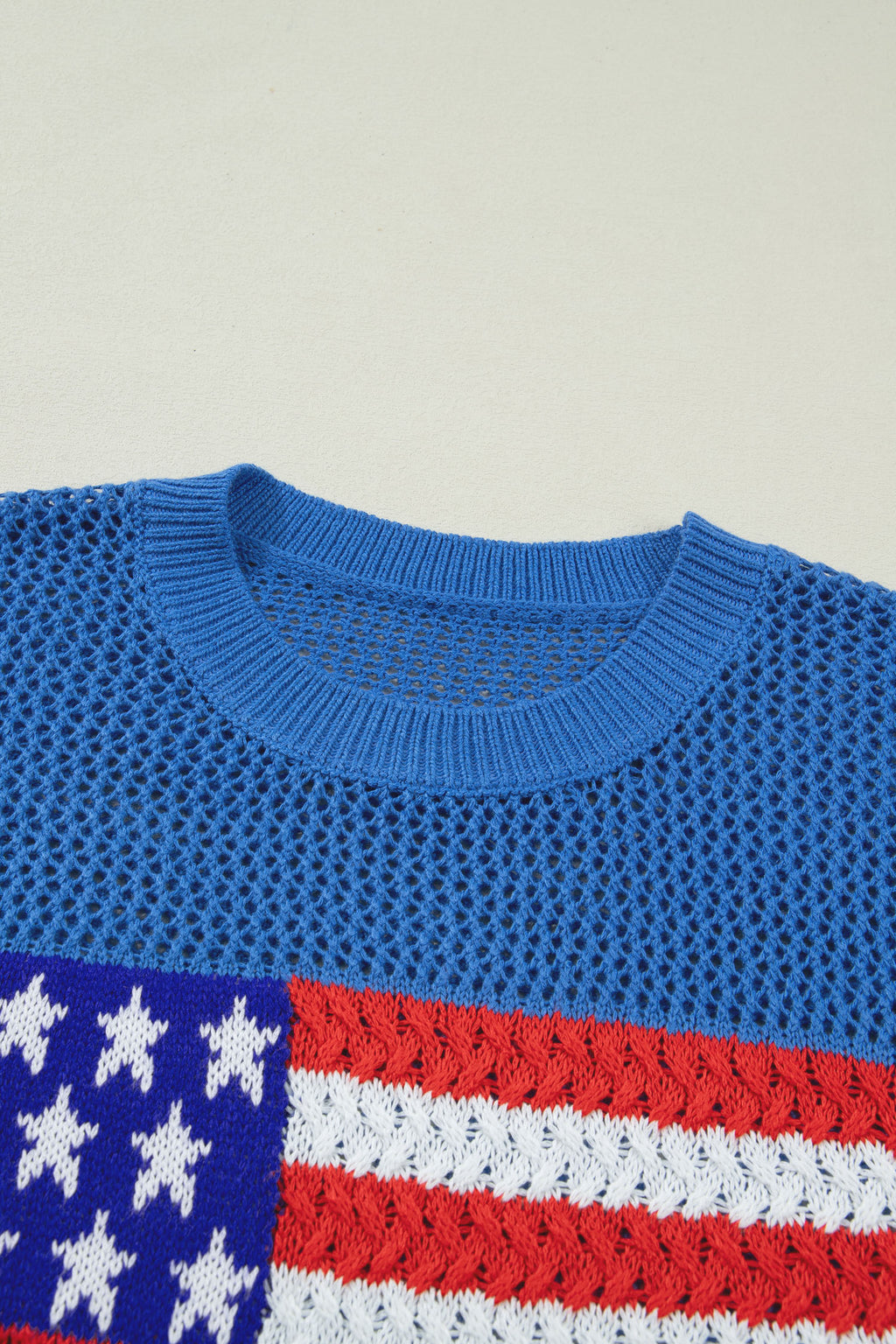 White Flag Graphic Short Sleeve Sweater Top
